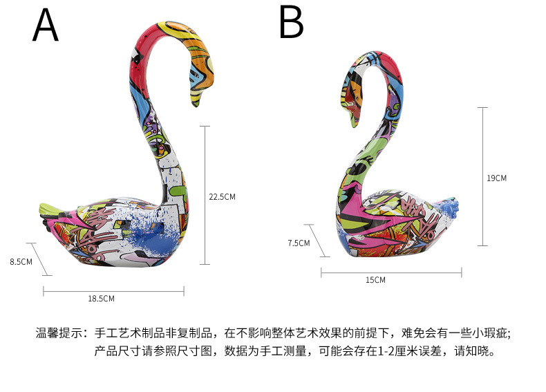 Modern & Minimalism Creative Color Resin Crafts Animal Swan Couple Swan Study and Bedroom Living Room Decoration
