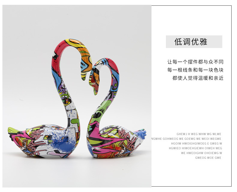 Modern & Minimalism Creative Color Resin Crafts Animal Swan Couple Swan Study and Bedroom Living Room Decoration