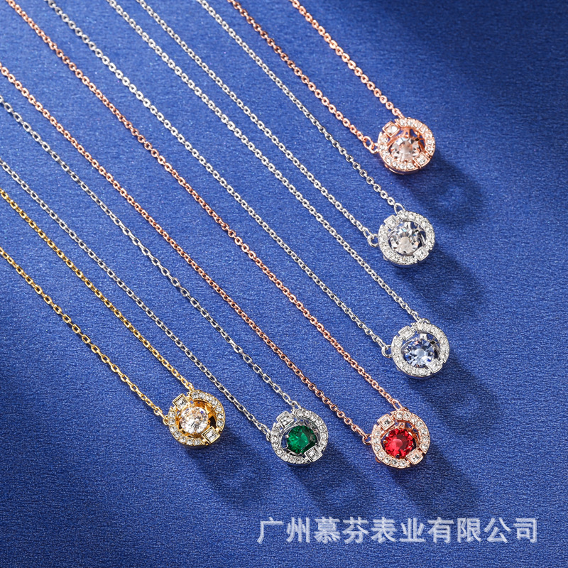 Crystal with Swarovski Elements Pulsatile Heart Smart Necklace Female Swan Chain Set Factory Direct Sales