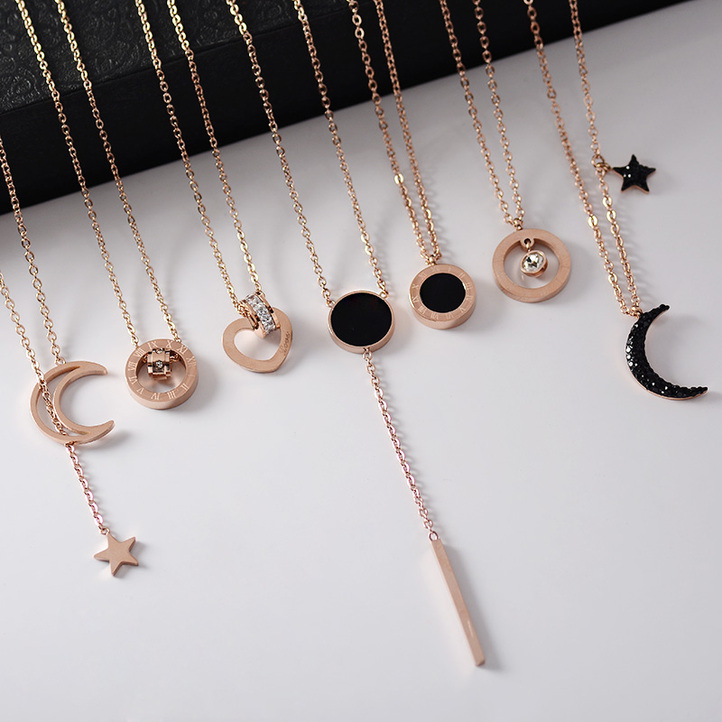 Korean Fashion All-Match Rose Gold Titanium Steel Necklace Women 'S Net Red Swan Short Pendant Necklace Non-Fading Clavicle Chain