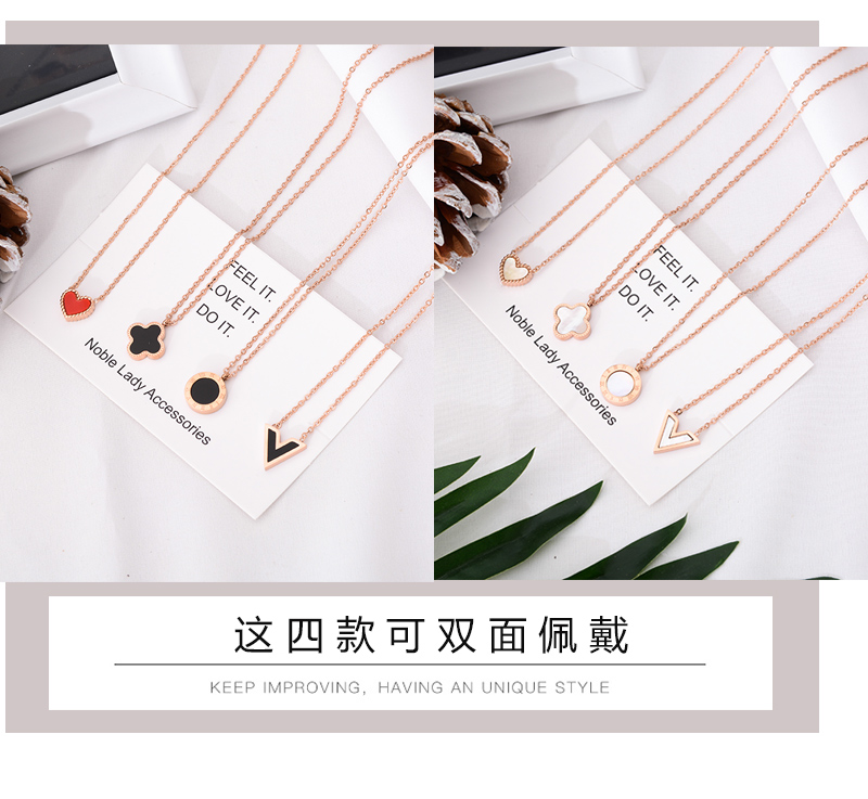 Korean Fashion All-Match Rose Gold Titanium Steel Necklace Women 'S Net Red Swan Short Pendant Necklace Non-Fading Clavicle Chain