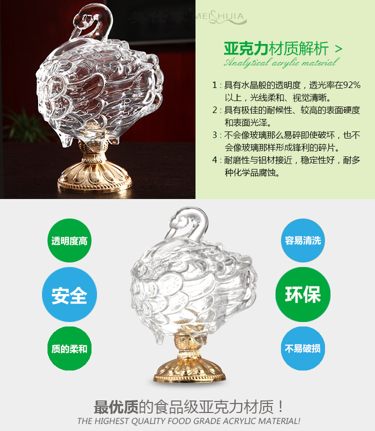 Acrylic Sucrier European Transparent Acrylic Candy Box Set Creative Swan Sugar Bowl Storage Jar Acrylic Sucrier European Transparent Acrylic Candy Box Set Creative Swan Sugar Bowl Storage Jar