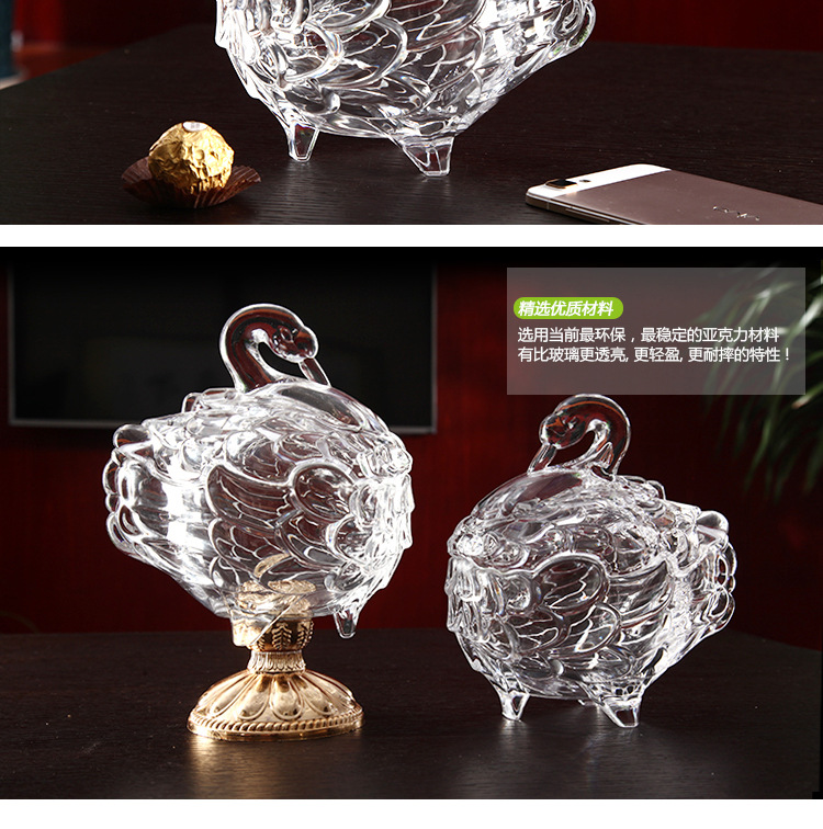 Acrylic Sucrier European Transparent Acrylic Candy Box Set Creative Swan Sugar Bowl Storage Jar Acrylic Sucrier European Transparent Acrylic Candy Box Set Creative Swan Sugar Bowl Storage Jar