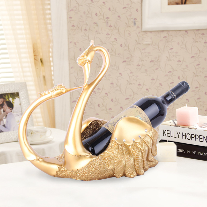 Resin Crafts European Couple Swan Wine Rack Decoration Wine Cabinet Decorations Creative Wine Rack Special Offer 58