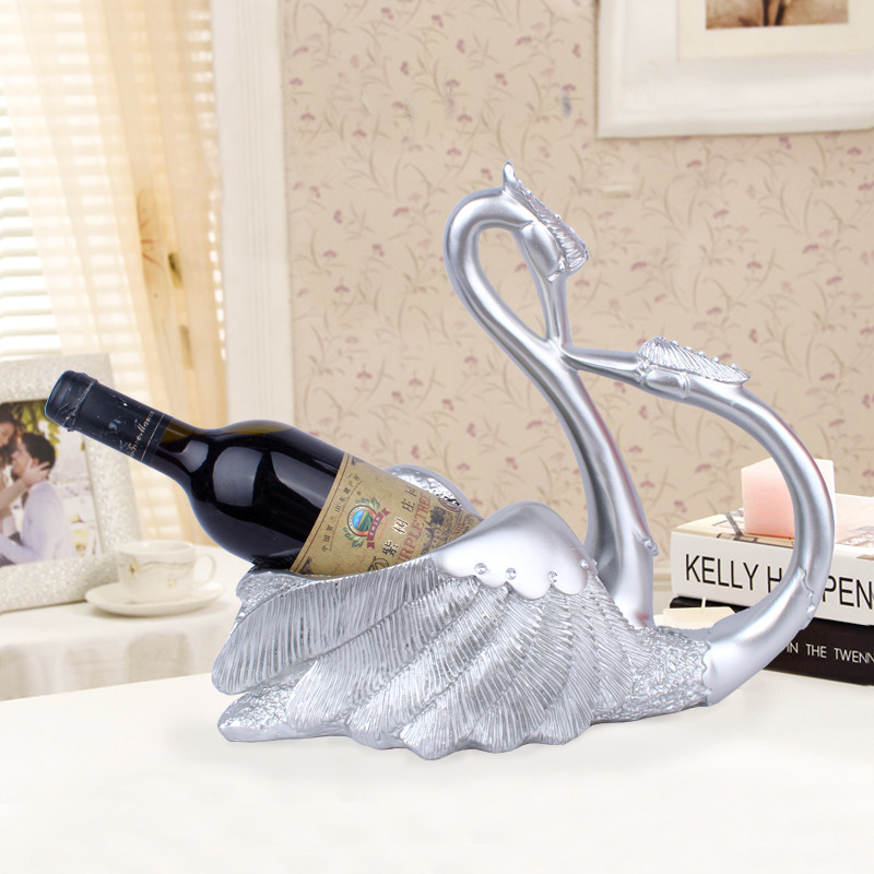 Resin Crafts European Couple Swan Wine Rack Decoration Wine Cabinet Decorations Creative Wine Rack Special Offer 58