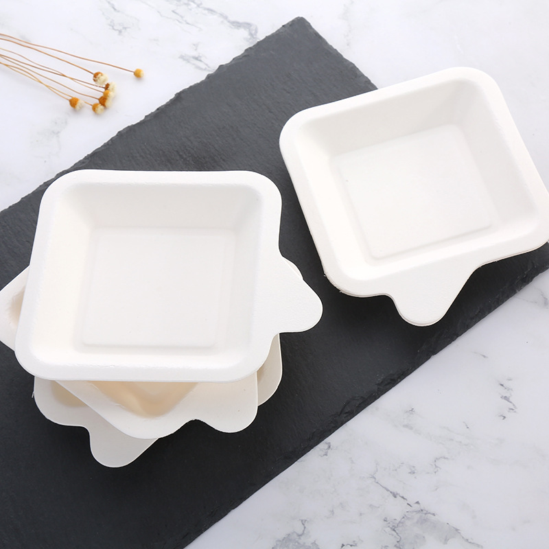 21 Customers Same Style Paper Plate for Cake Disposable Square Plate Cake Tray Western Point Trial Plate Sugar Cane Paper Pulp Plate Full Free Shipping