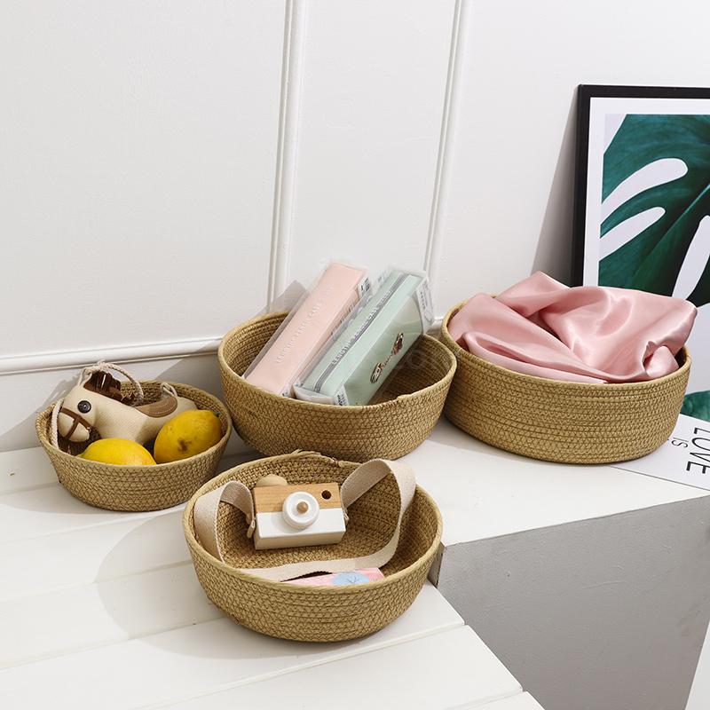 Hand-Woven Paper String Storage Basket Candy Plate Snack Storage Basket Jewelry Basket Coffee Table Top Storage Box