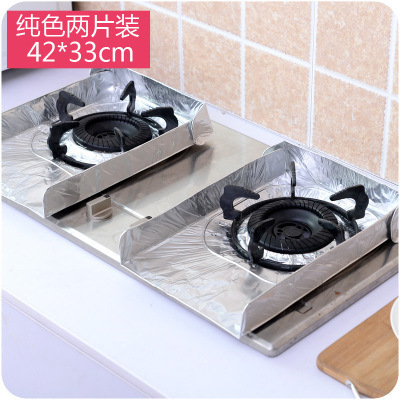 Kitchen Oil-Proof Gas Cooker Pad Aluminum Foil Tinfoil 2 Pieces Gas Stove Heat Proof Mat Anti-Oil Paper Oil Baffle Plate Mat