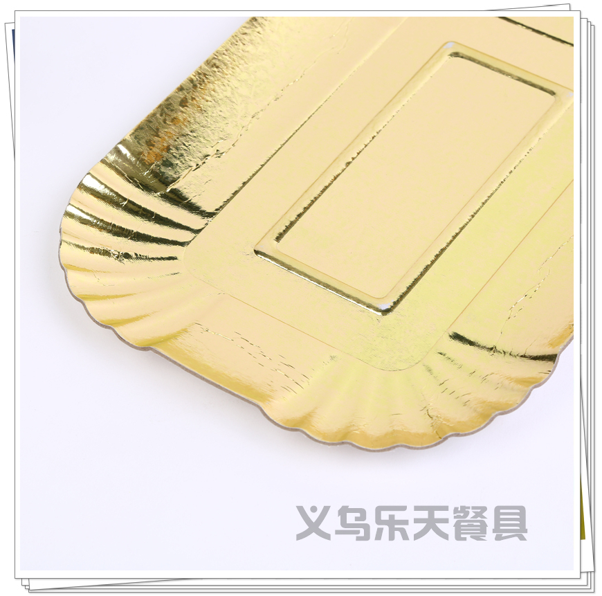 Disposable Golden Paper Plate Yellow Aluminum Foil Paper Tray Turkey Leg Lamb Chop Beef Head Paper Plate Banquet Supplies