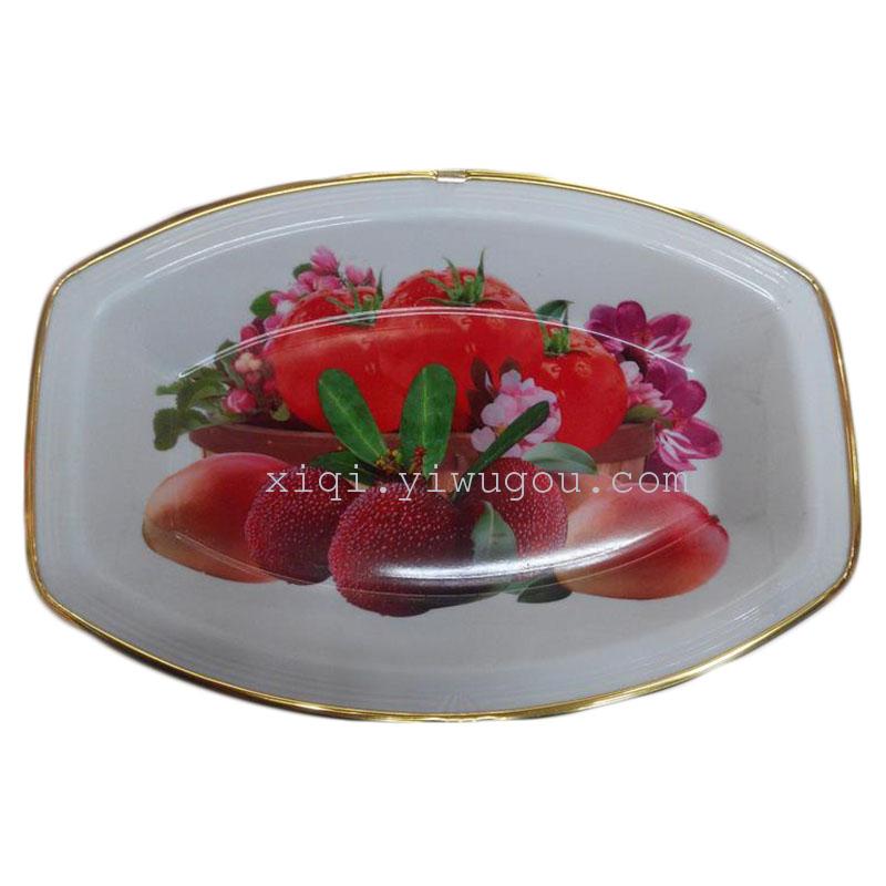 Golden wrapping paper flowers fruit plate Wide rectangle belly fruit plate RS-4647