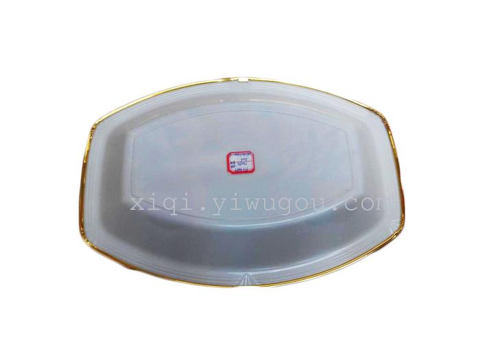 Golden wrapping paper flowers fruit plate Wide rectangle belly fruit plate RS-4647