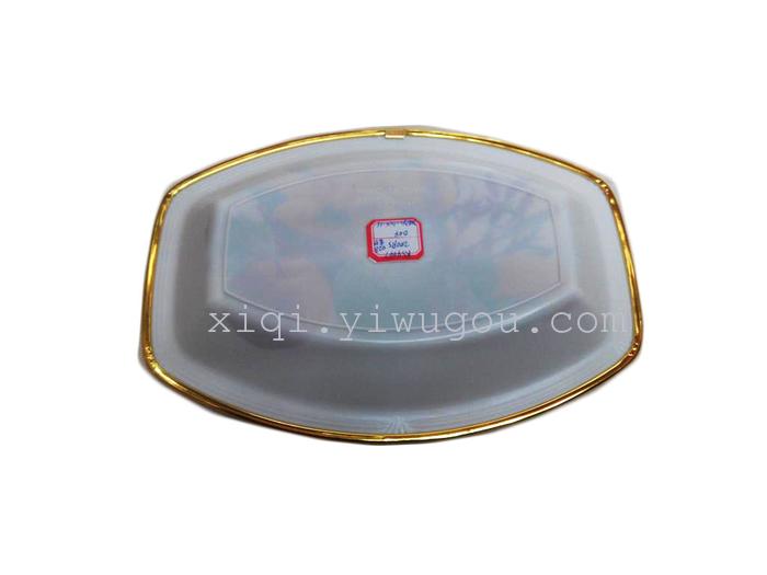 Golden wrapping paper flowers fruit plate Wide rectangle belly fruit plate RS-4647