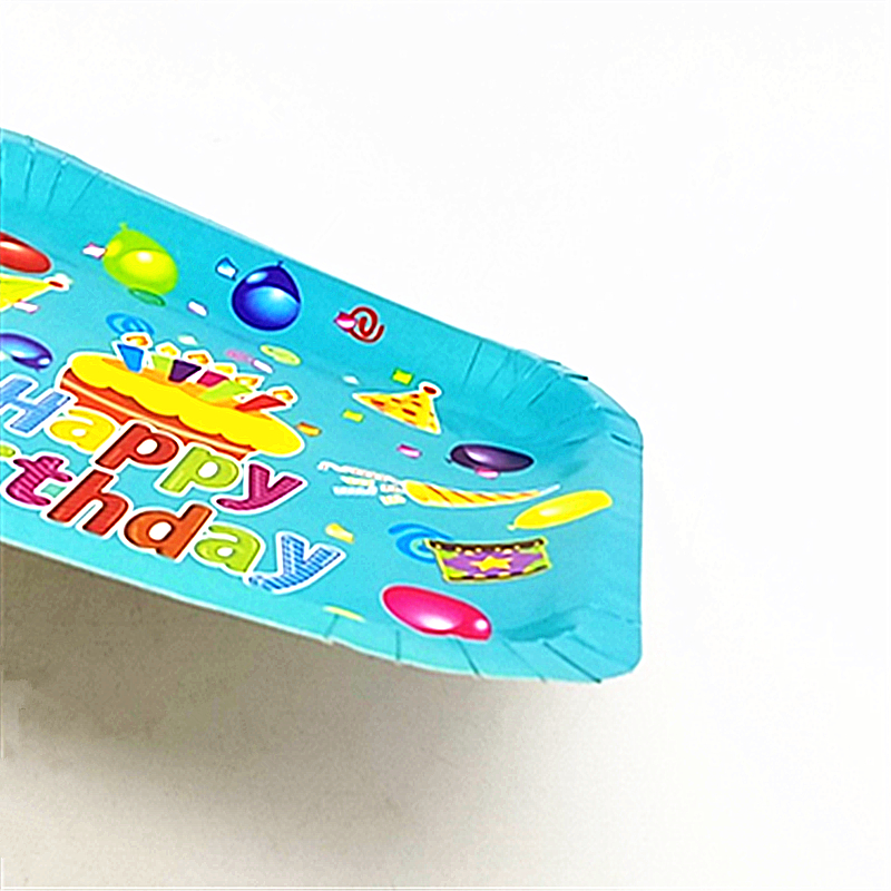 Children's birthday party supplies 7-inch cake plate disposable cutlery square paper plate colorful dinner plate