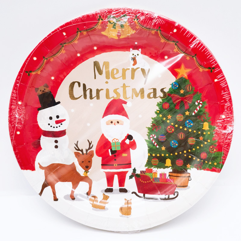 Christmas Paper Plate Disposable Paper Tray Gilding Film Cute Retro Christmas Party Supplies 6 Pieces Christmas Paper Plate Disposable Paper Tray Gilding Film Cute Retro Christmas Party Supplies 6 Pieces