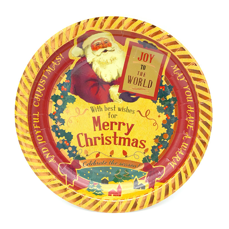 Christmas Paper Plate Disposable Paper Tray Gilding Film Cute Retro Christmas Party Supplies 6 Pieces Christmas Paper Plate Disposable Paper Tray Gilding Film Cute Retro Christmas Party Supplies 6 Pieces