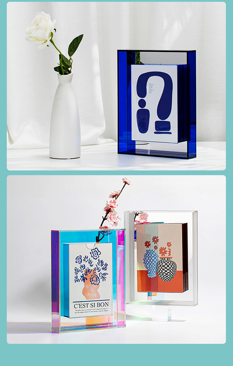 INS Style Creative Dried Flowers Three-Dimensional Hollow Decoration Colorful Colorful Plexiglass Photo Frame A4 Acrylic Photo Frame