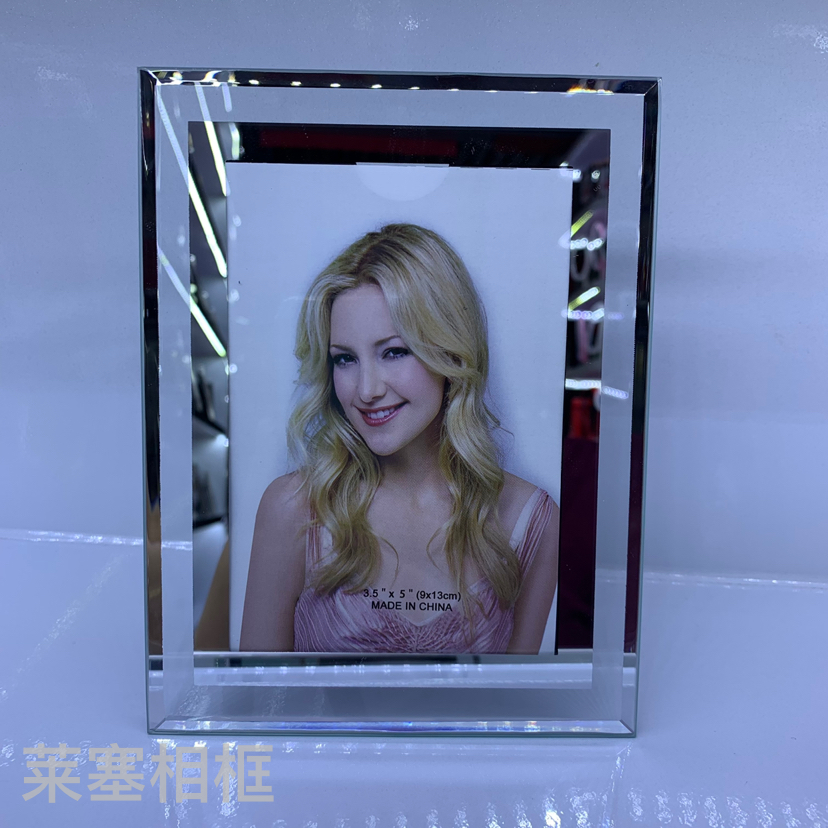 Golden Bilateral Decoration Photo Home Decorative Gift Living Room Crafts Customized Glass Photo Frame with Various Patterns