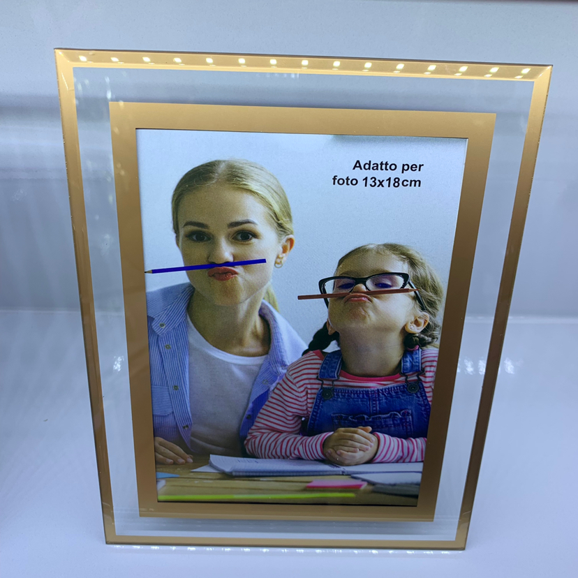 Golden Bilateral Decoration Photo Home Decorative Gift Living Room Crafts Customized Glass Photo Frame with Various Patterns Golden Bilateral Decoration Photo Home Decorative Gift Living Room Crafts Customized Glass Photo Frame with Various Patterns