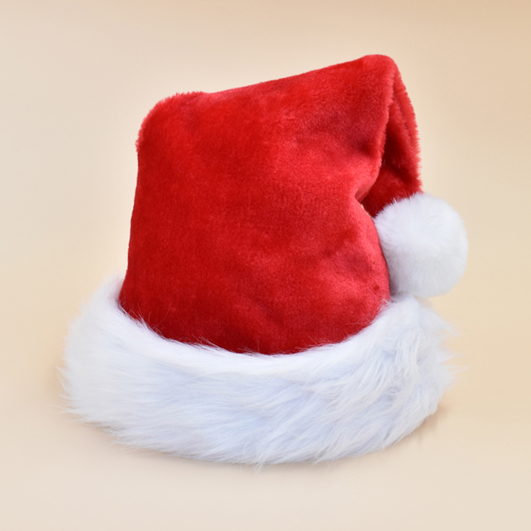 2021 Hot Sale Factory Direct Supply Christmas Decorations Red Adult plus Size Thickened and Densely Woven Plush Christmas Hat