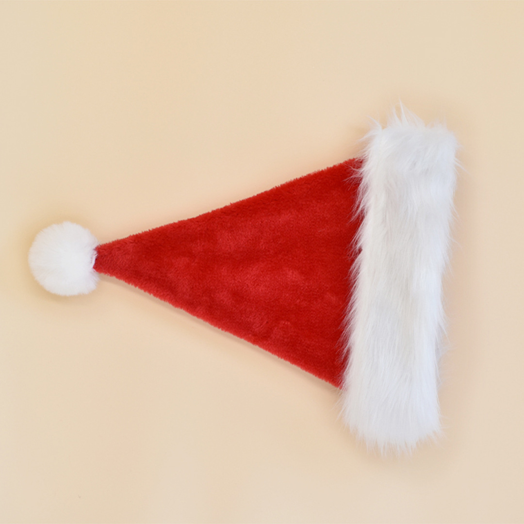 2021 Hot Sale Factory Direct Supply Christmas Decorations Red Adult plus Size Thickened and Densely Woven Plush Christmas Hat