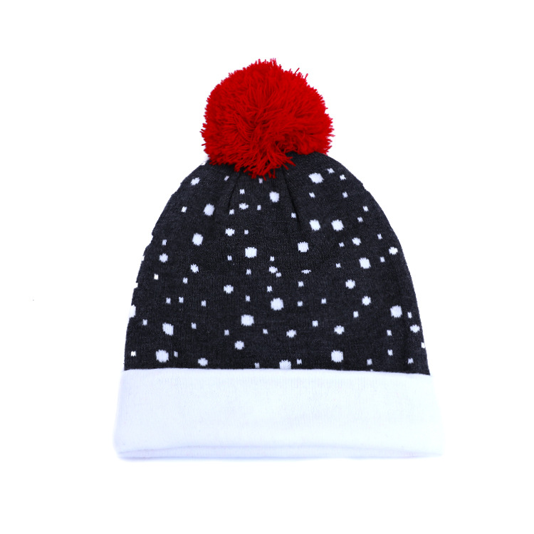 European and American New Knitted Hat Cute Elk Christmas Hat LED Luminous Hat Thick Warm Jacquard Embroidery Woolen Cap