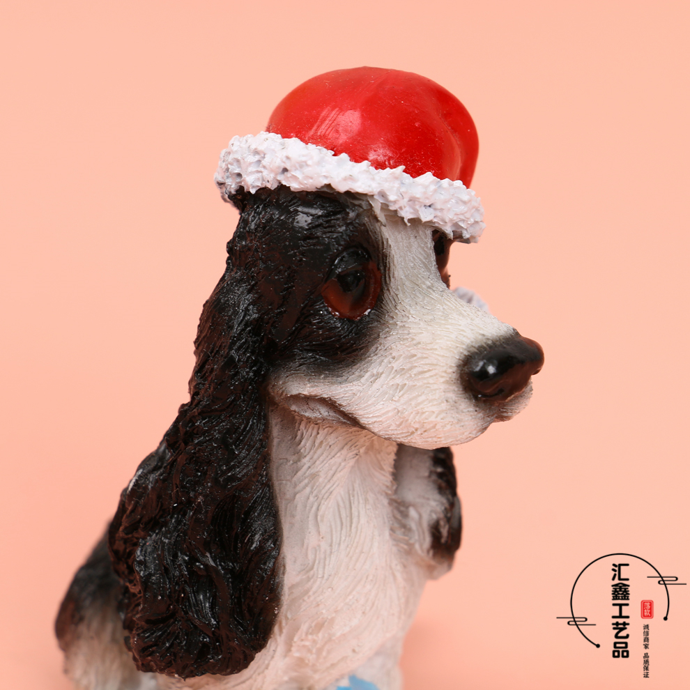Head Wear Red Christmas Hat Modeling Artificial Dog Model Home Decoration Crafts Living Room Showcase Ornaments