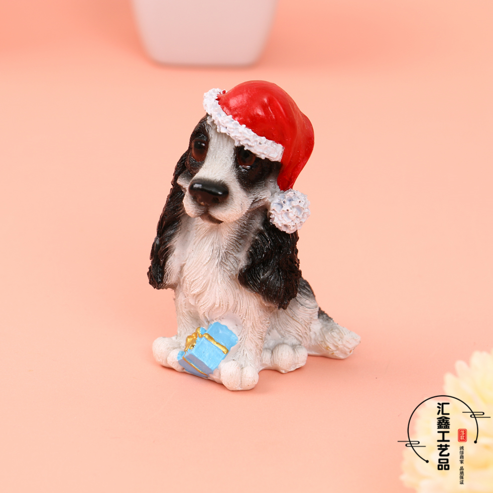Head Wear Red Christmas Hat Modeling Artificial Dog Model Home Decoration Crafts Living Room Showcase Ornaments