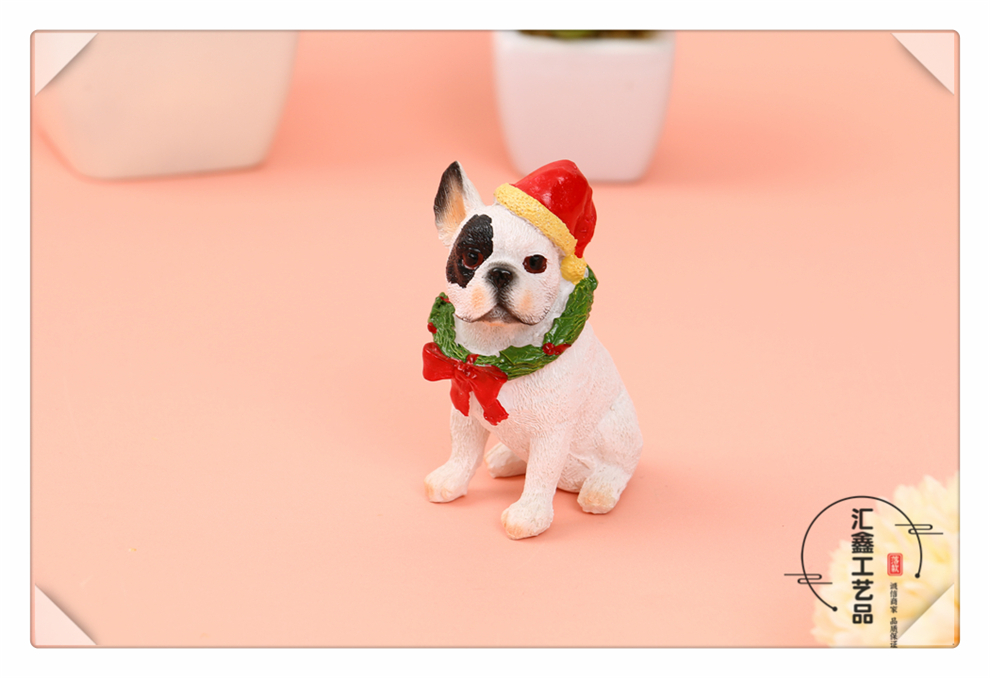 Head Wear Red Christmas Hat Modeling Artificial Dog Model Home Decoration Crafts Living Room Showcase Ornaments