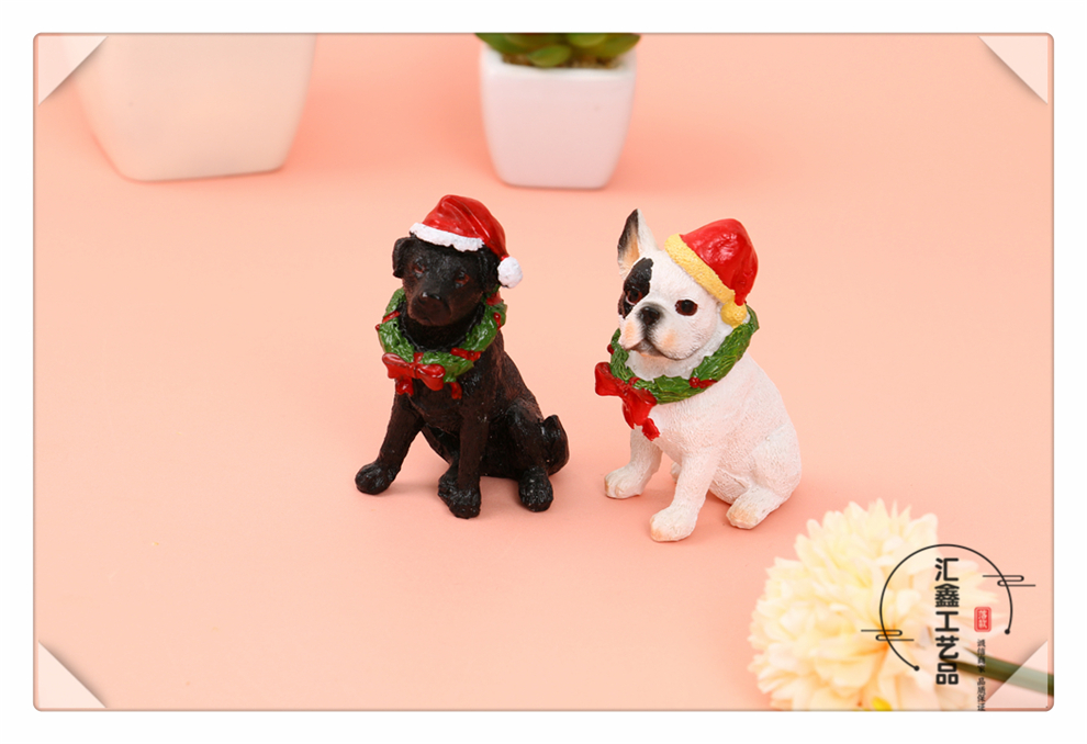 Head Wear Red Christmas Hat Modeling Artificial Dog Model Home Decoration Crafts Living Room Showcase Ornaments