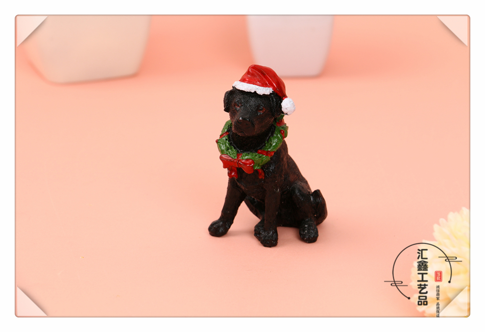 Head Wear Red Christmas Hat Modeling Artificial Dog Model Home Decoration Crafts Living Room Showcase Ornaments