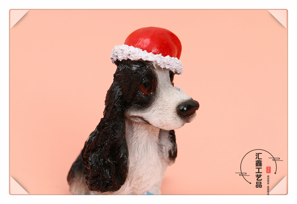 Head Wear Red Christmas Hat Modeling Artificial Dog Model Home Decoration Crafts Living Room Showcase Ornaments