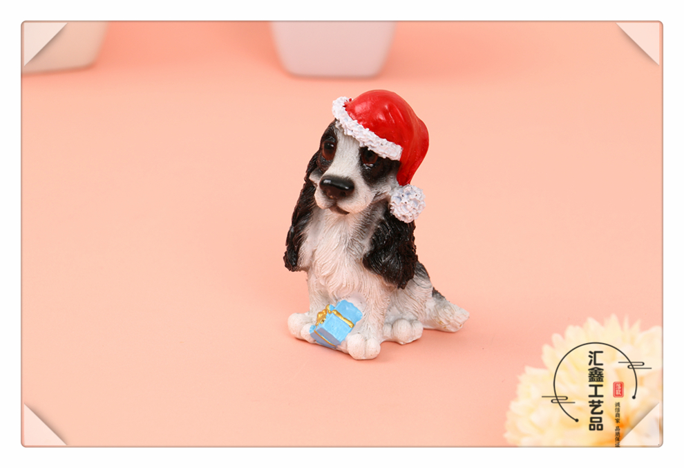 Head Wear Red Christmas Hat Modeling Artificial Dog Model Home Decoration Crafts Living Room Showcase Ornaments