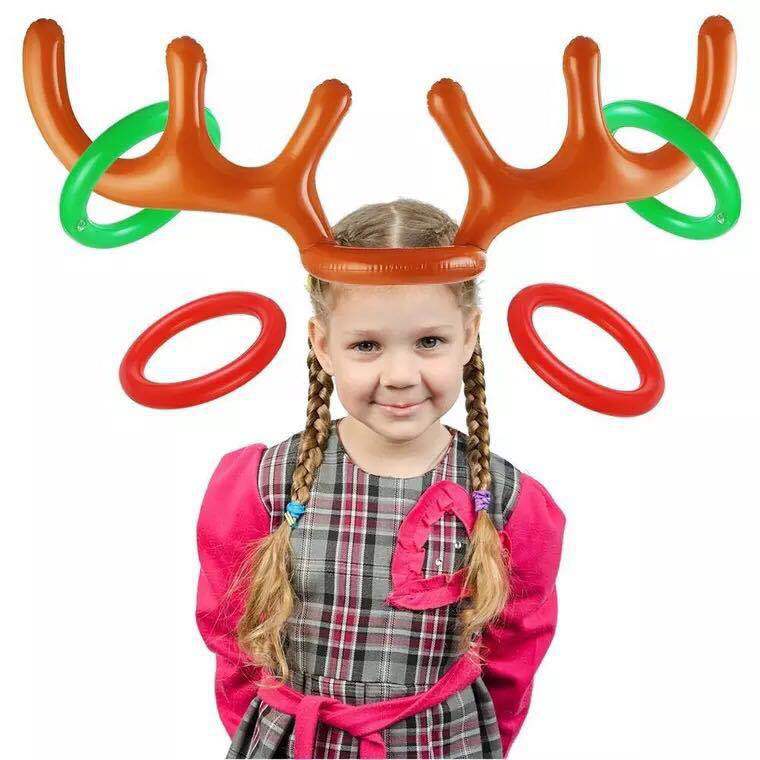 Factory Direct Sales New PVC Inflatable Antler Ring Inflatable Christmas Hat Children&#039;s Interactive Throwing Toy