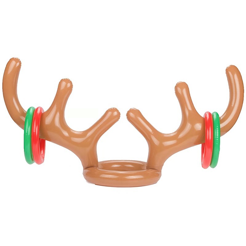 Factory Direct Sales New PVC Inflatable Antler Ring Inflatable Christmas Hat Children&#039;s Interactive Throwing Toy