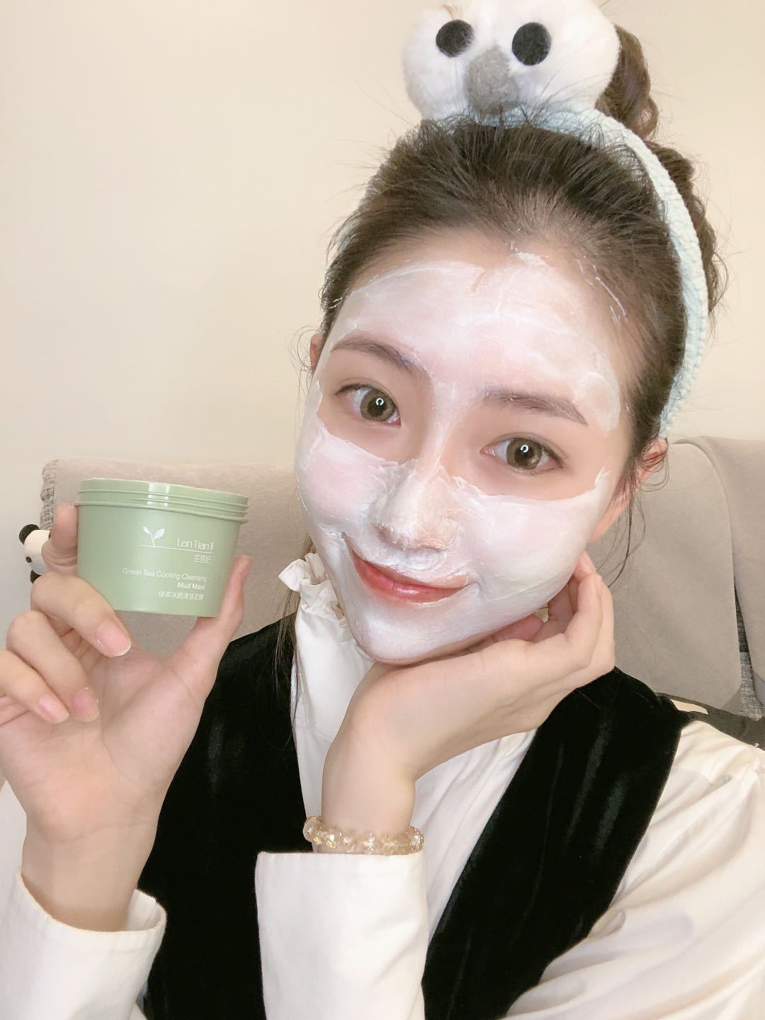 Lan Tianji Green Tea Mud Film Clean Mud Film Remove Blackhead Moisturizing Oil-Control Men Volcano Mung Bean Mud Mask