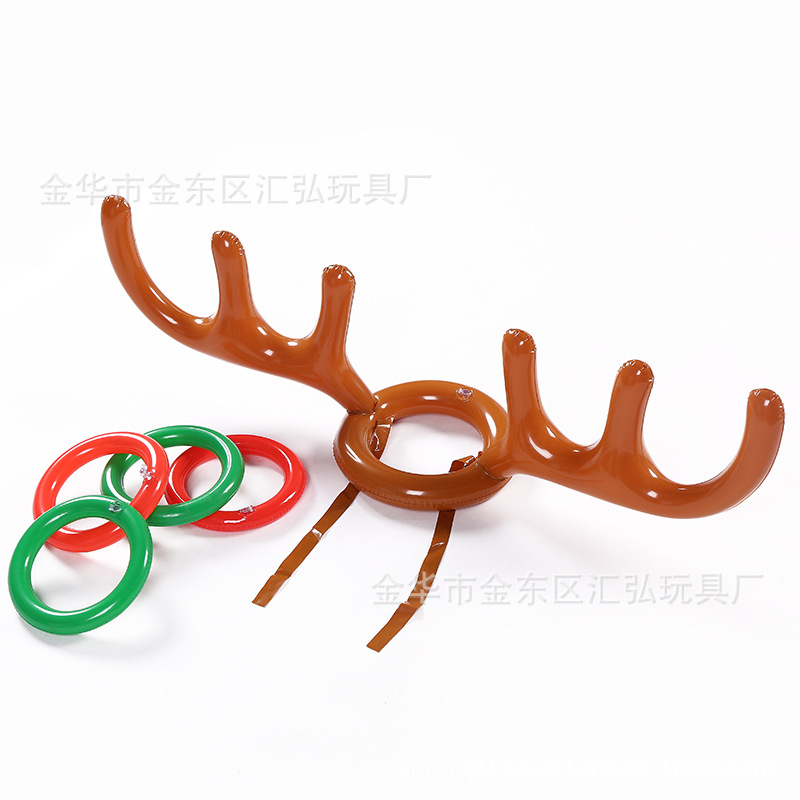 Direct Supply PVC Inflatable Antler Ring Inflatable Deer Head Ring Inflatable Christmas Hat Customized Inflatable Elk Hat