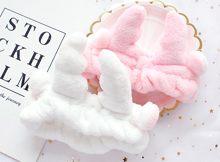 girl hair band Korean version of cute plush antler hair band flannel makeup head with facial mask wash band hair band