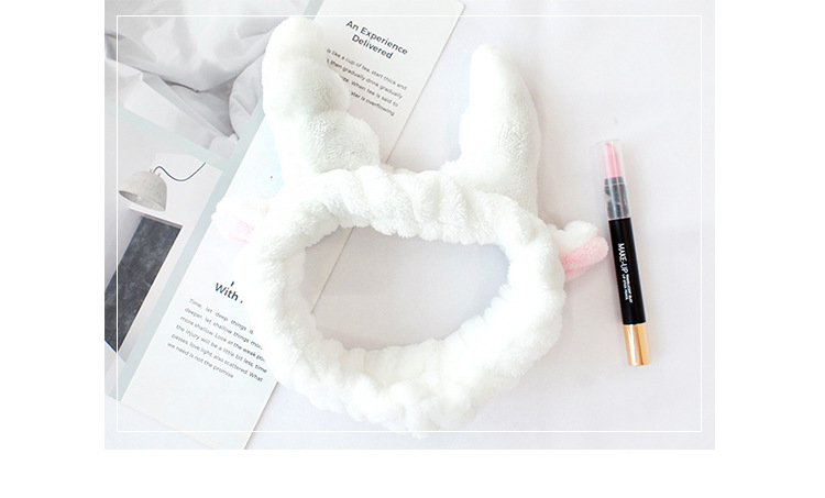 girl hair band Korean version of cute plush antler hair band flannel makeup head with facial mask wash band hair band