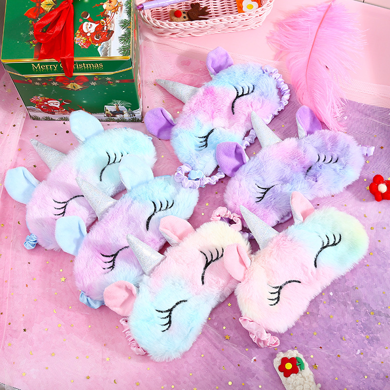 Unicorn new cute Fluffy Shade for Unicorn girl Cartoon Sleep Mask For students