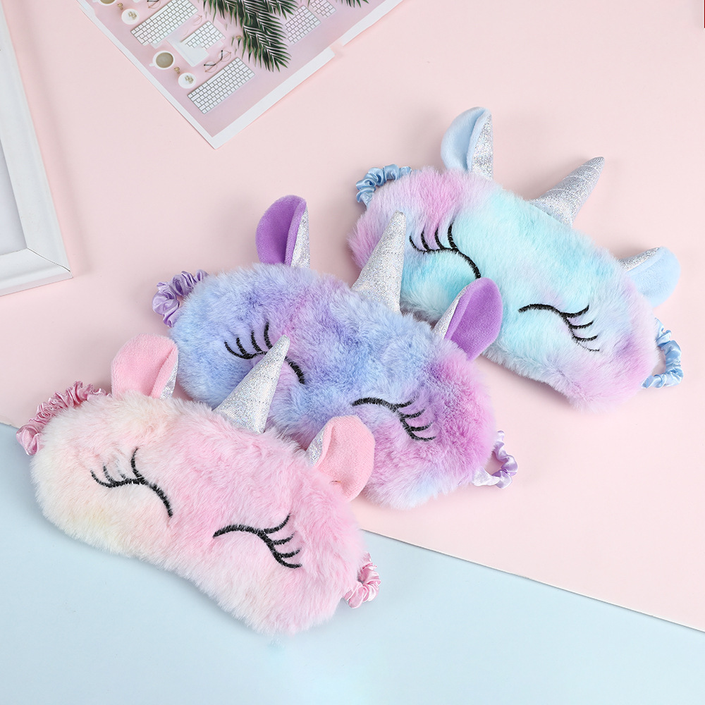 Unicorn new cute Fluffy Shade for Unicorn girl Cartoon Sleep Mask For students