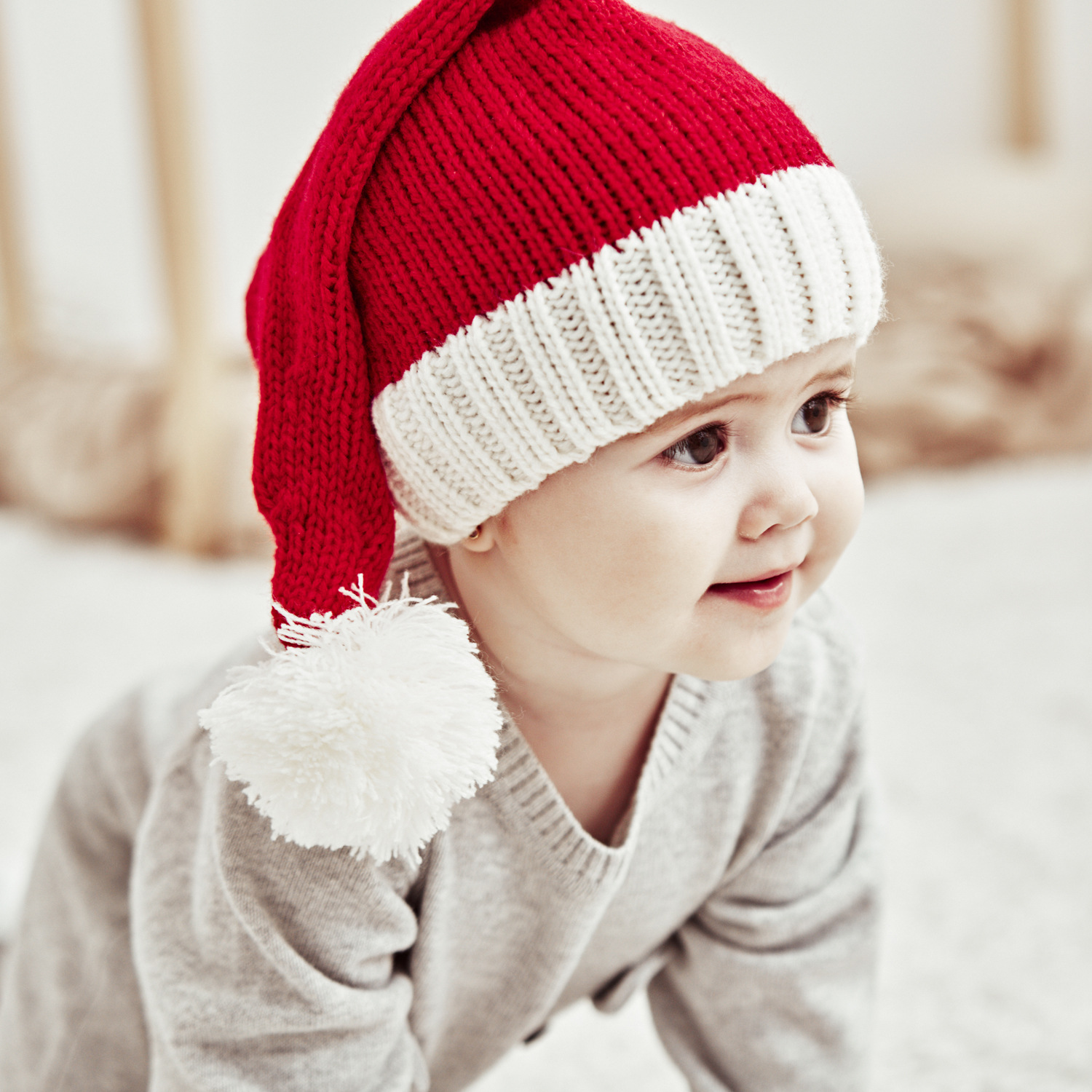 European and American Autumn and Winter New Parent-Child Hat Wool Christmas Hat Single Ball Acrylic Baby Mother Warm Knitted Hat