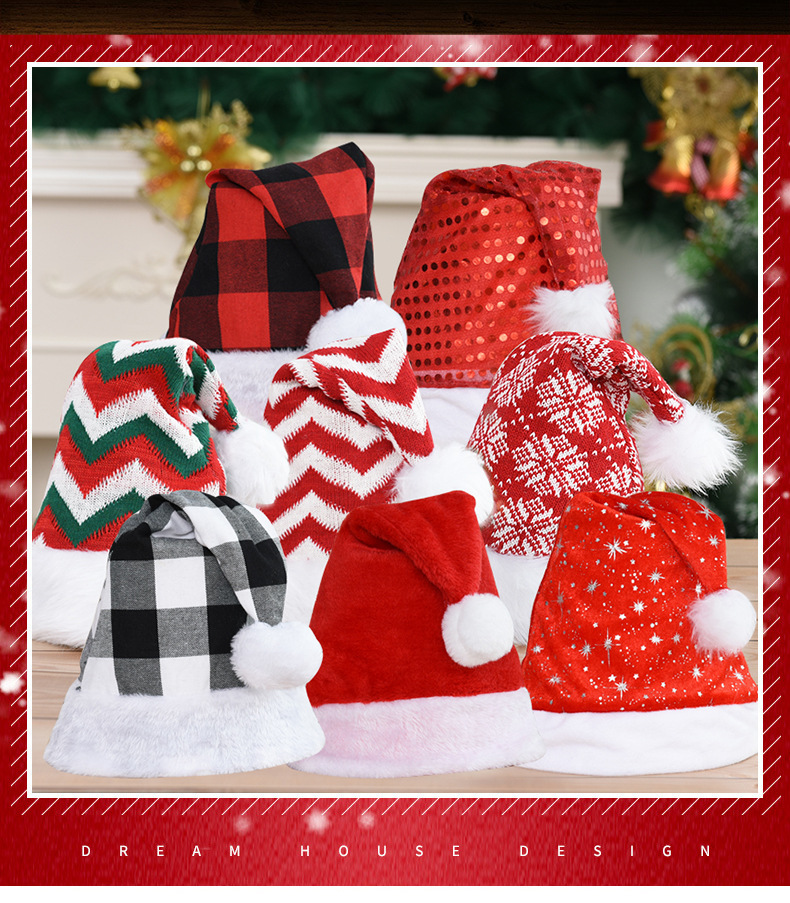 2021 New Christmas Hat Cross-Border Amazon Christmas Decorations Hat Children's Christmas Gift Factory Wholesale
