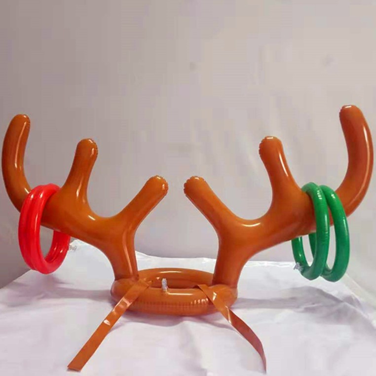 Thicker Inflatable Deer Head Ring Inflatable Christmas Hat Game Inflatable Antler Hat Throwing Ring Currently Available Direct Sale