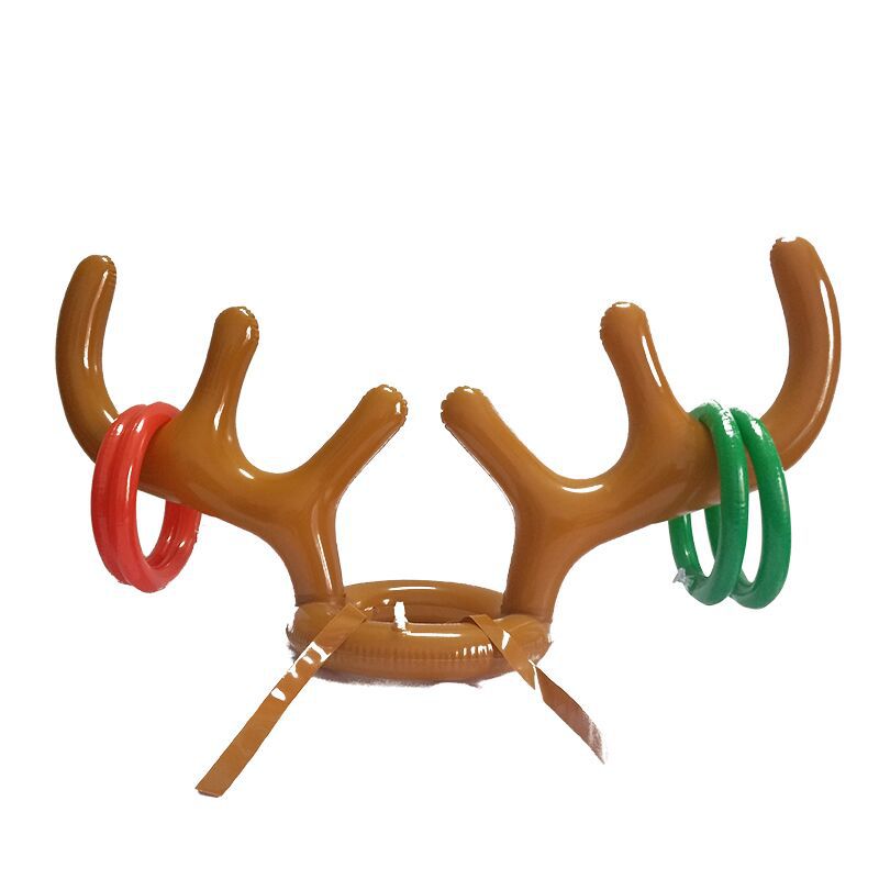 Thicker Inflatable Deer Head Ring Inflatable Christmas Hat Game Inflatable Antler Hat Throwing Ring Currently Available Direct Sale