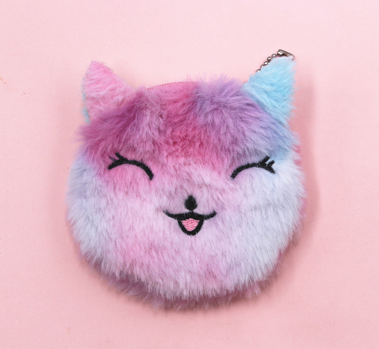 Cross-Border New Arrival Unicorn Coin Purse Children Cat Plush Cute Coin Purse Keychain Bag