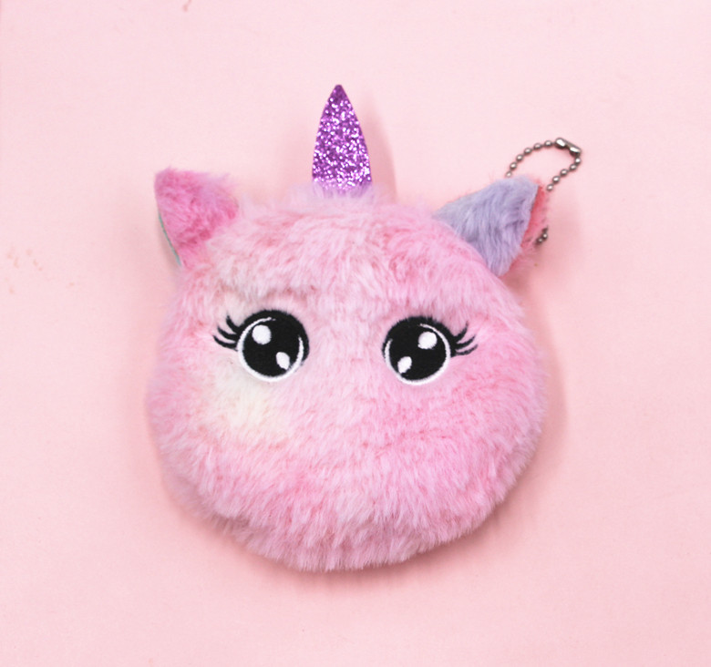 Cross-Border New Arrival Unicorn Coin Purse Children Cat Plush Cute Coin Purse Keychain Bag