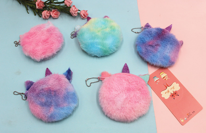Cross-Border New Arrival Unicorn Coin Purse Children Cat Plush Cute Coin Purse Keychain Bag