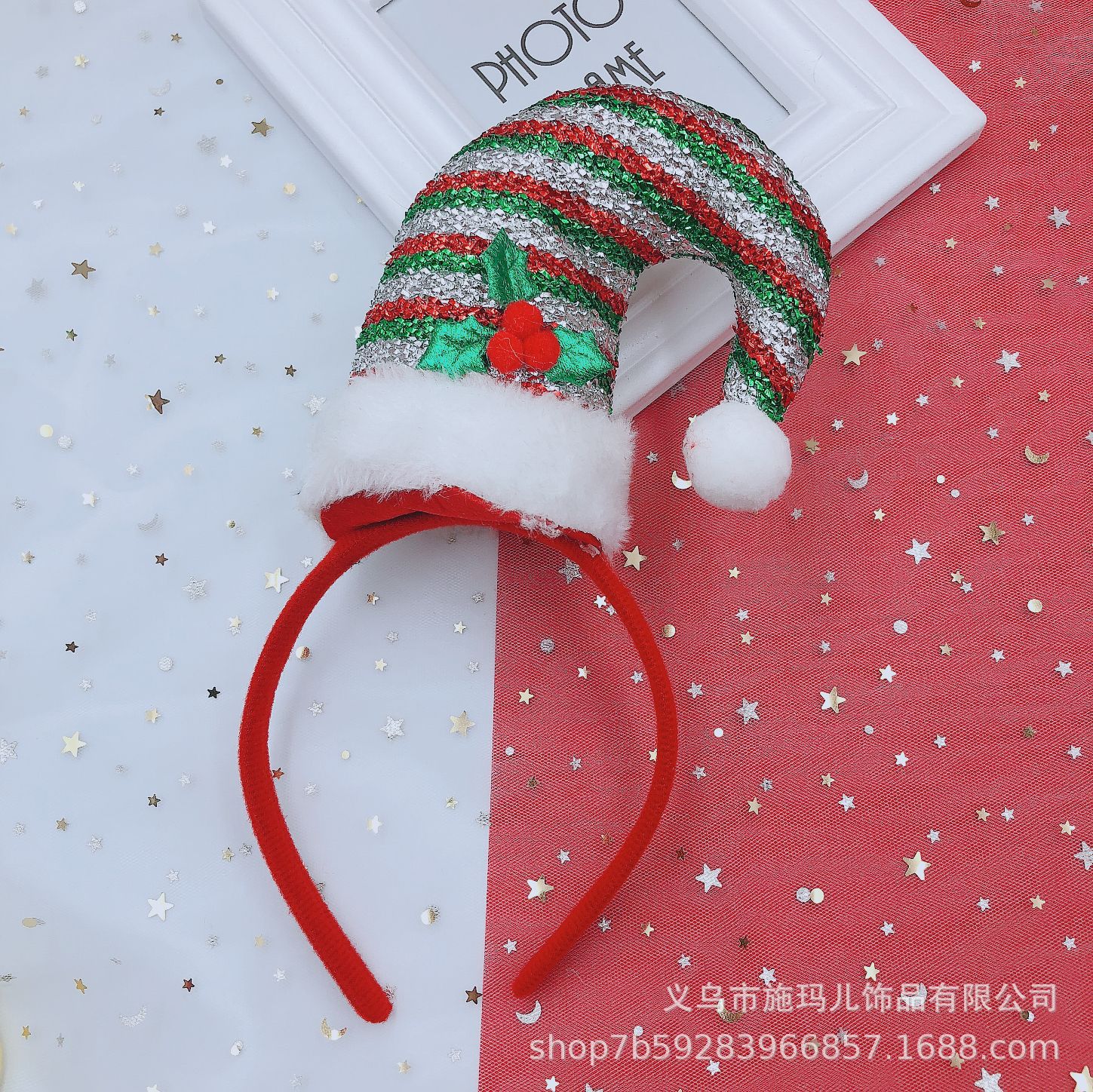 New Hot Sale Christmas Hat Bell Christmas Tree Headband Children's Holiday Party Headdress Gift Decorations