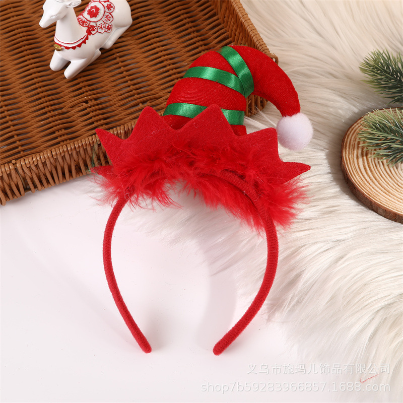New Hot Sale Christmas Hat Bell Christmas Tree Headband Children's Holiday Party Headdress Gift Decorations