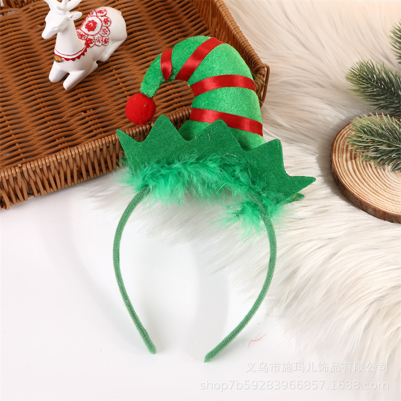 New Hot Sale Christmas Hat Bell Christmas Tree Headband Children's Holiday Party Headdress Gift Decorations
